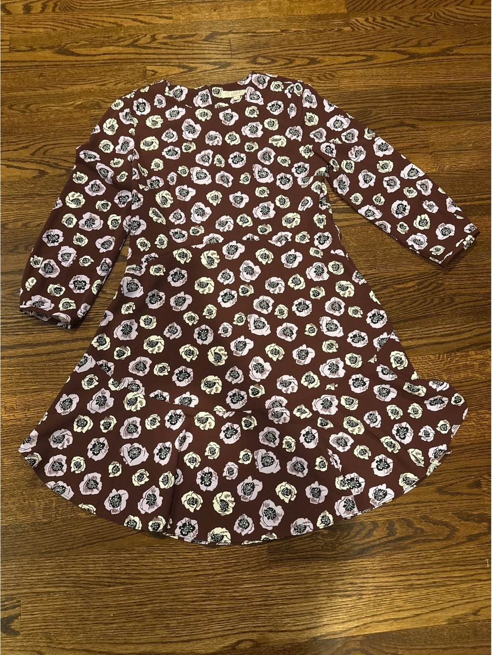 Loft Fit and Flare Long Sleeve Dress Size 10